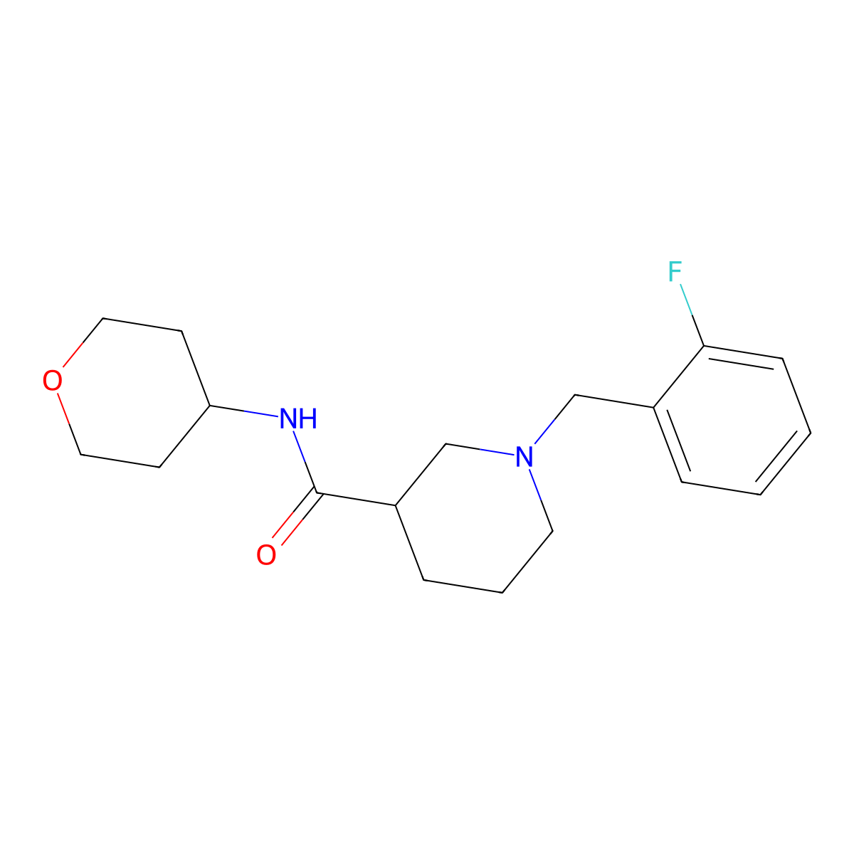 1-[(2-fluorophenyl)methyl]-N-(oxan-4-yl)piperidine-3-carboxamide molecular structure, CAS 2877710-05-7