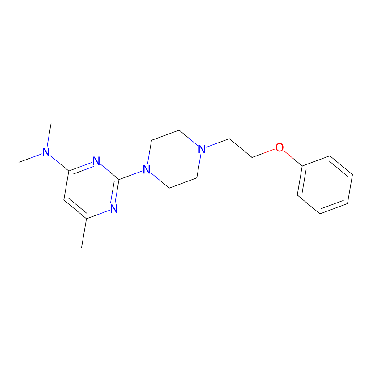 N,N,6-trimethyl-2-[4-(2-phenoxyethyl)piperazin-1-yl]pyrimidin-4-amine molecular structure, CAS 2877710-21-7
