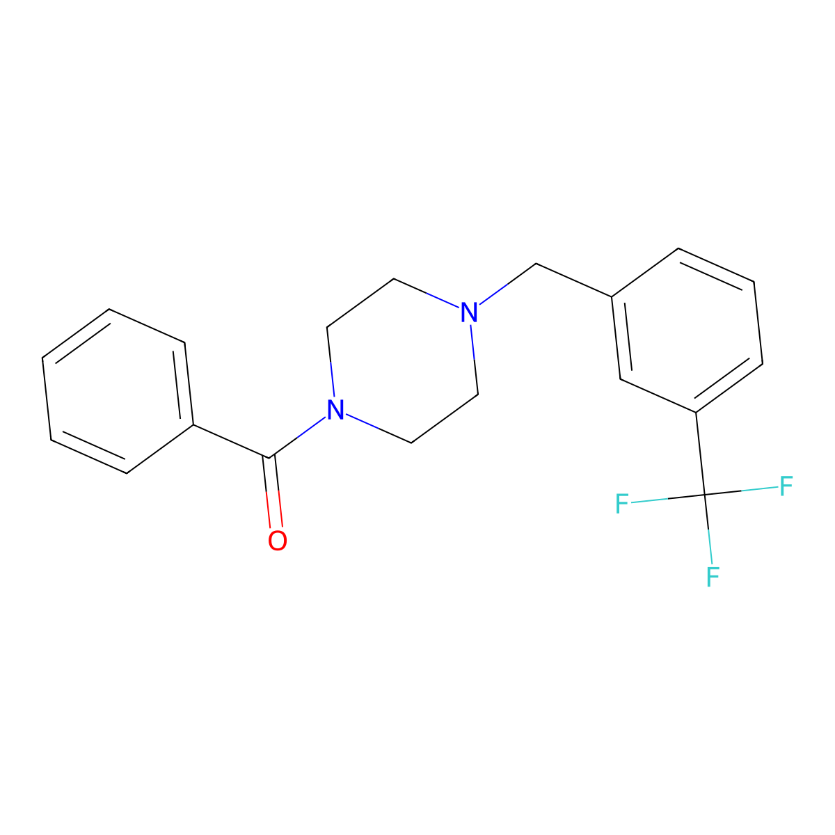 1-Benzoyl-4-{[3-(trifluoromethyl)phenyl]methyl}piperazine molecular structure, CAS 2877710-22-8