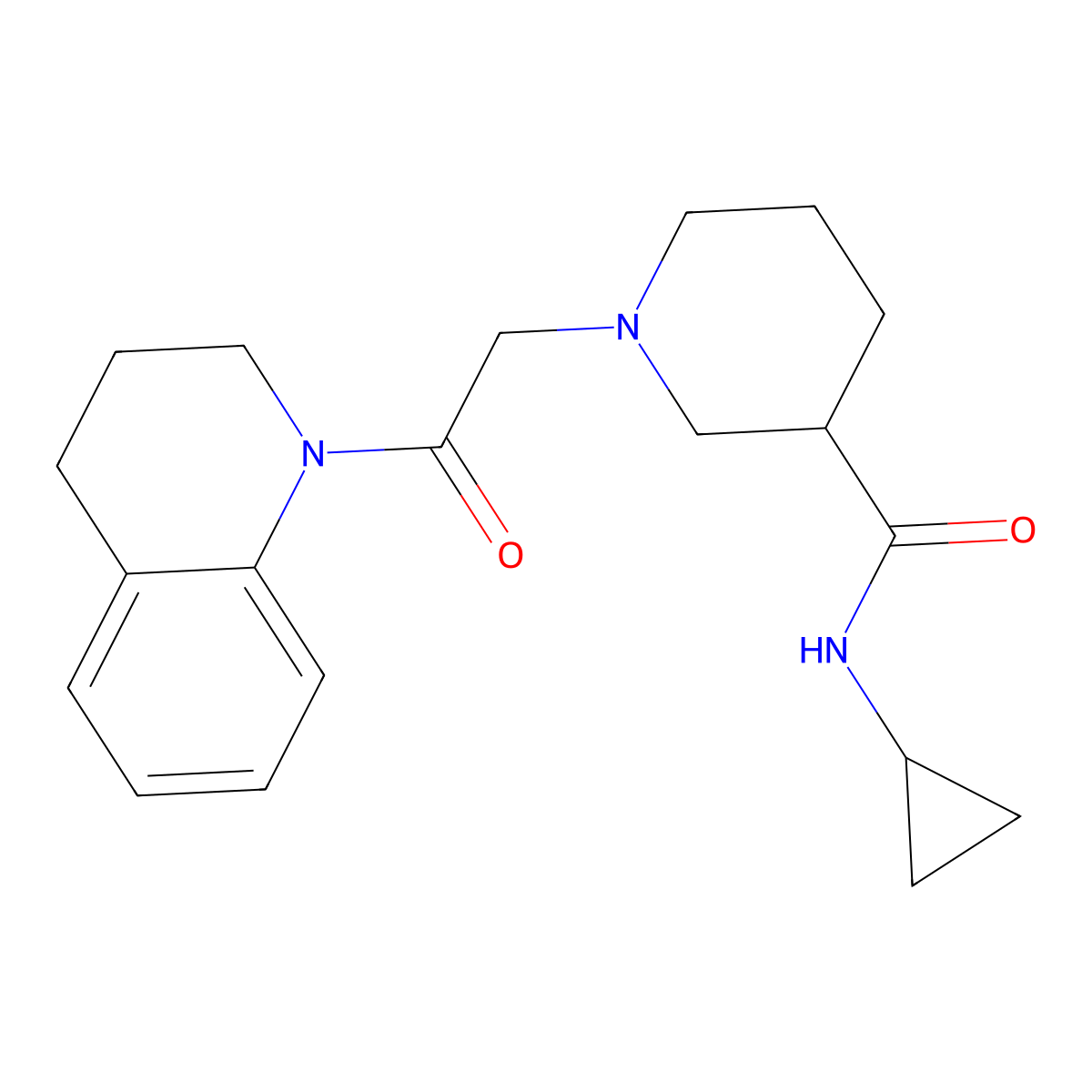 N-cyclopropyl-1-[2-oxo-2-(1,2,3,4-tetrahydroquinolin-1-yl)ethyl]piperidine-3-carboxamide molecular structure, CAS 2877710-26-2