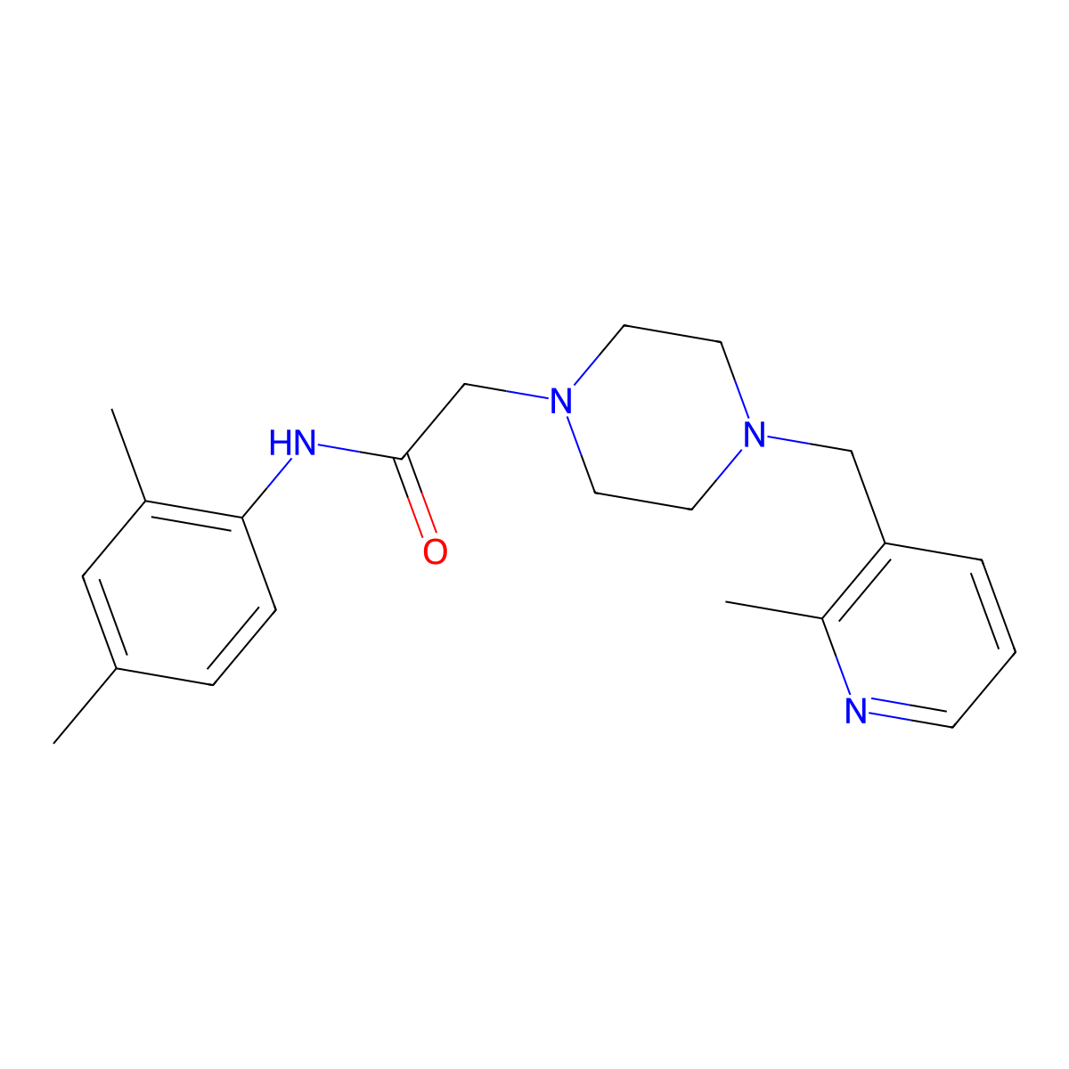 N-(2,4-dimethylphenyl)-2-{4-[(2-methylpyridin-3-yl)methyl]piperazin-1-yl}acetamide molecular structure, CAS 2877710-27-3