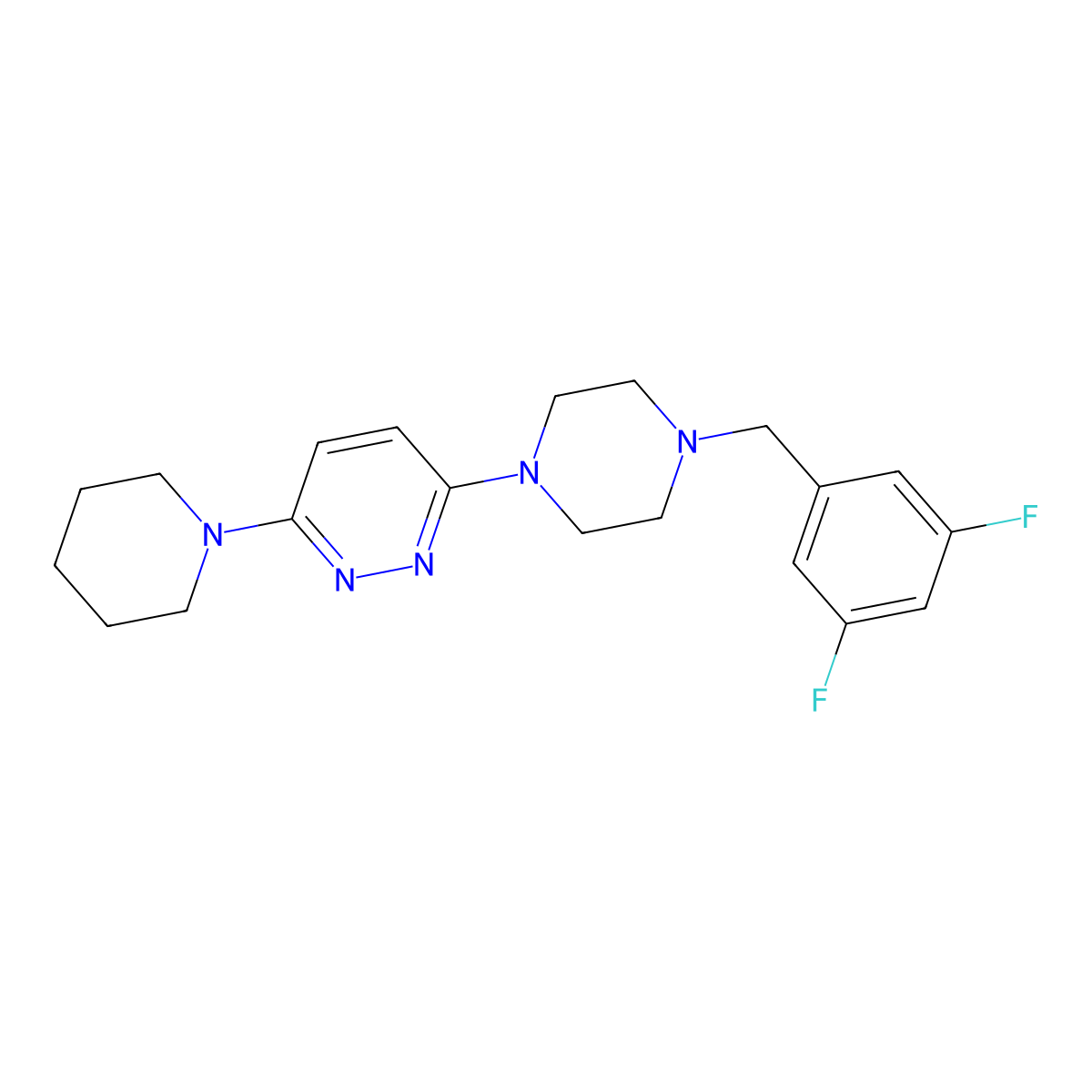 3-{4-[(3,5-Difluorophenyl)methyl]piperazin-1-yl}-6-(piperidin-1-yl)pyridazine molecular structure, CAS 2877710-33-1
