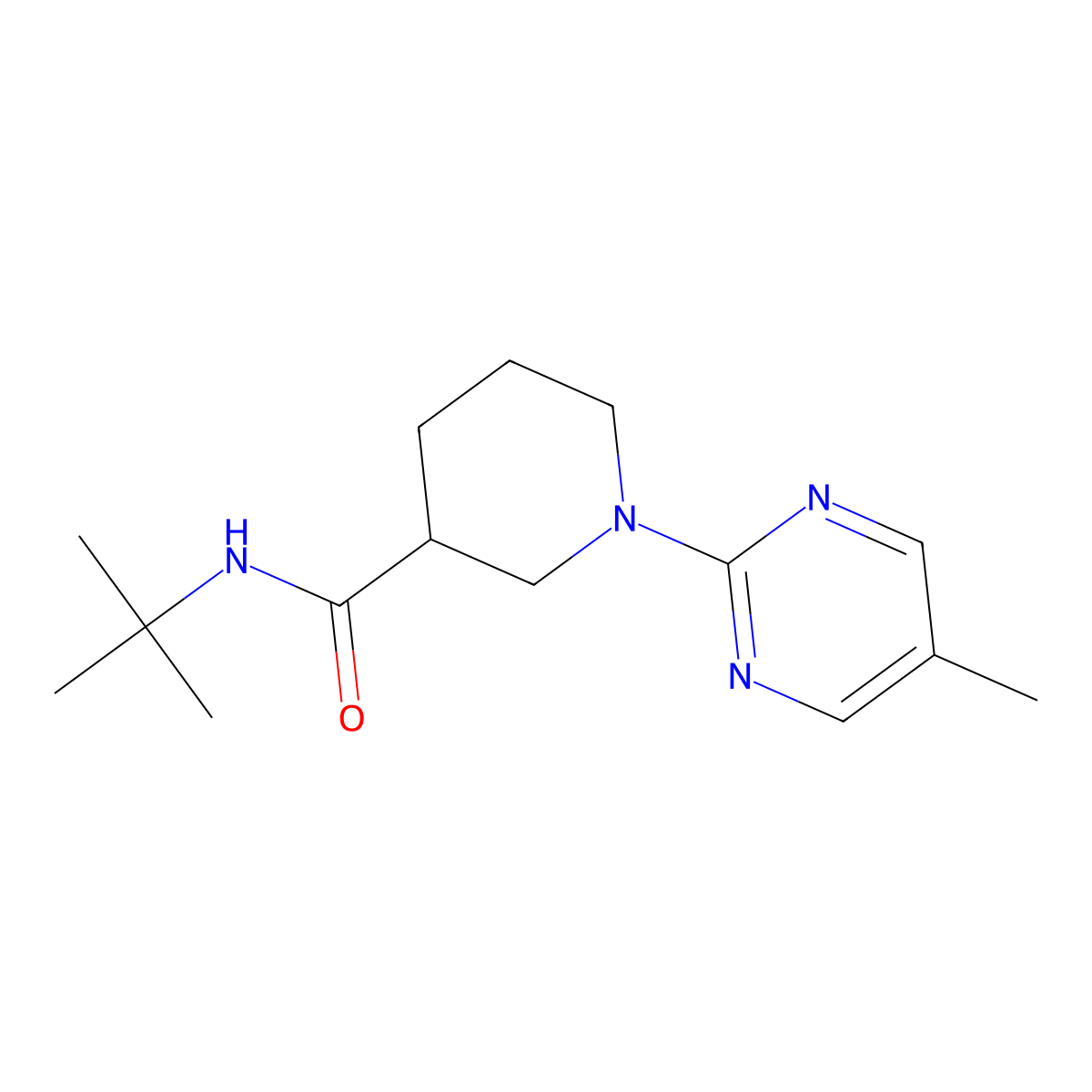 N-tert-butyl-1-(5-methylpyrimidin-2-yl)piperidine-3-carboxamide molecular structure, CAS 2877710-35-3