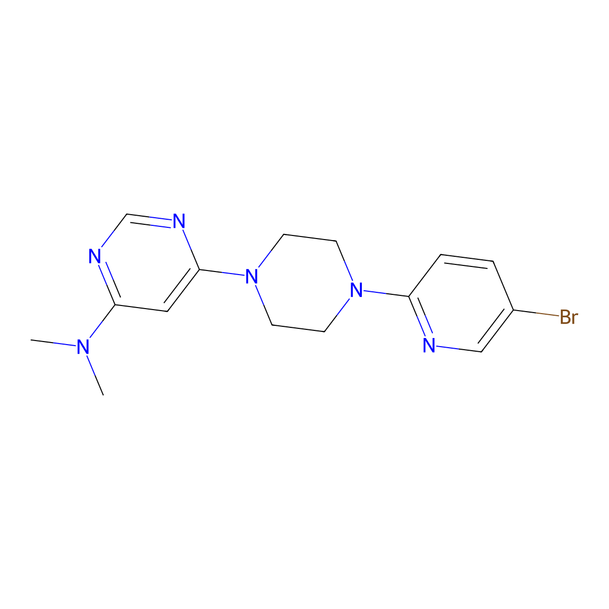 6-[4-(5-bromopyridin-2-yl)piperazin-1-yl]-N,N-dimethylpyrimidin-4-amine molecular structure, CAS 2877710-37-5