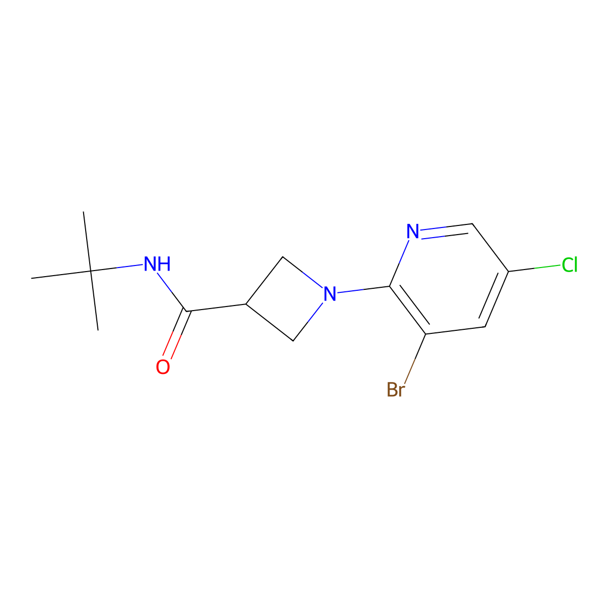 1-(3-bromo-5-chloropyridin-2-yl)-N-tert-butylazetidine-3-carboxamide molecular structure, CAS 2877710-38-6