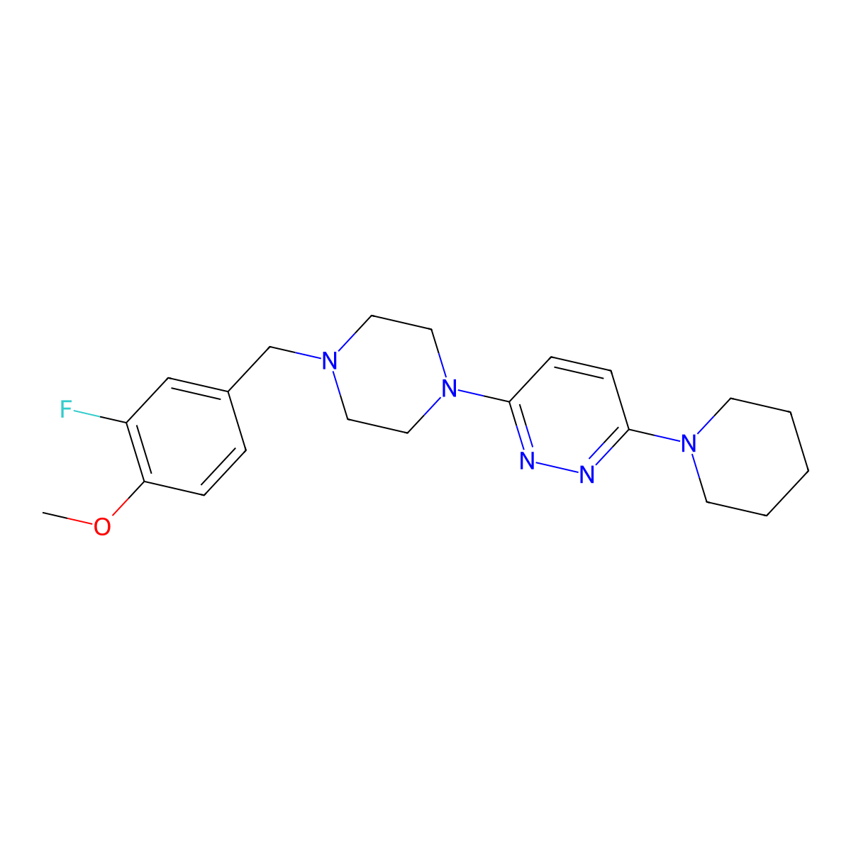 3-{4-[(3-Fluoro-4-methoxyphenyl)methyl]piperazin-1-yl}-6-(piperidin-1-yl)pyridazine molecular structure, CAS 2877710-43-3