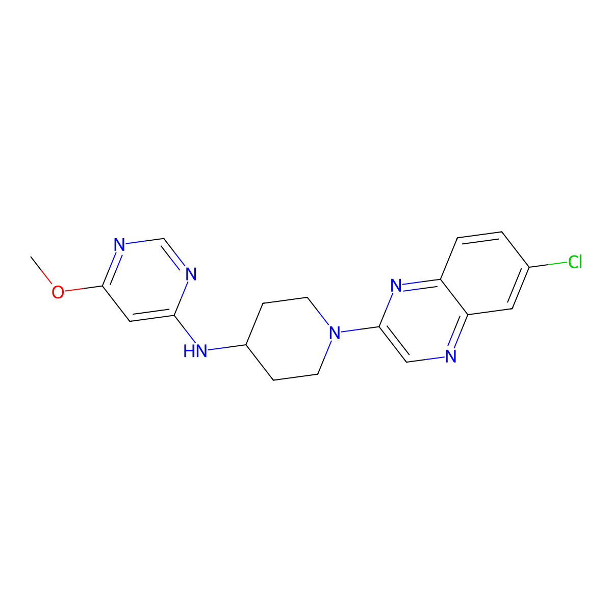 N-[1-(6-chloroquinoxalin-2-yl)piperidin-4-yl]-6-methoxypyrimidin-4-amine molecular structure, CAS 2877710-50-2