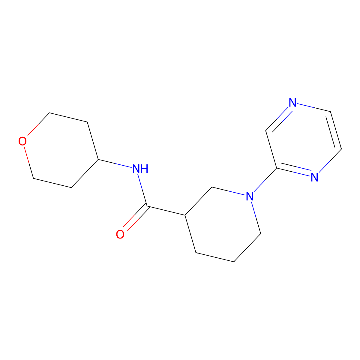 N-(oxan-4-yl)-1-(pyrazin-2-yl)piperidine-3-carboxamide molecular structure, CAS 2877710-60-4