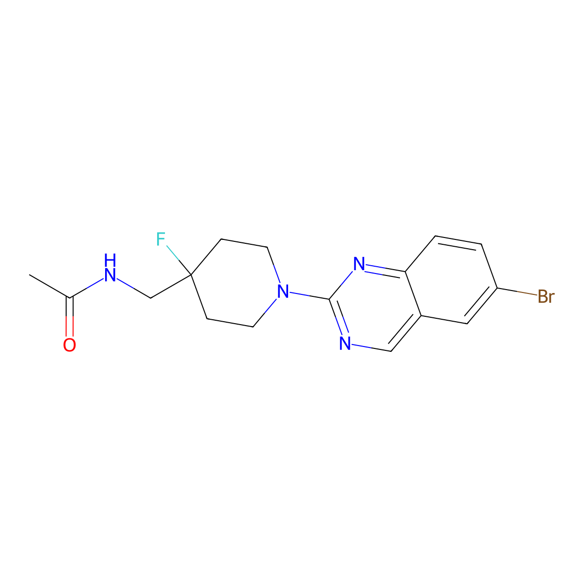 N-{[1-(6-bromoquinazolin-2-yl)-4-fluoropiperidin-4-yl]methyl}acetamide molecular structure, CAS 2877710-62-6