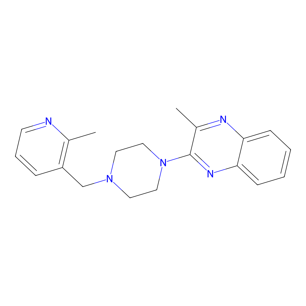 2-Methyl-3-{4-[(2-methylpyridin-3-yl)methyl]piperazin-1-yl}quinoxaline molecular structure, CAS 2877710-66-0