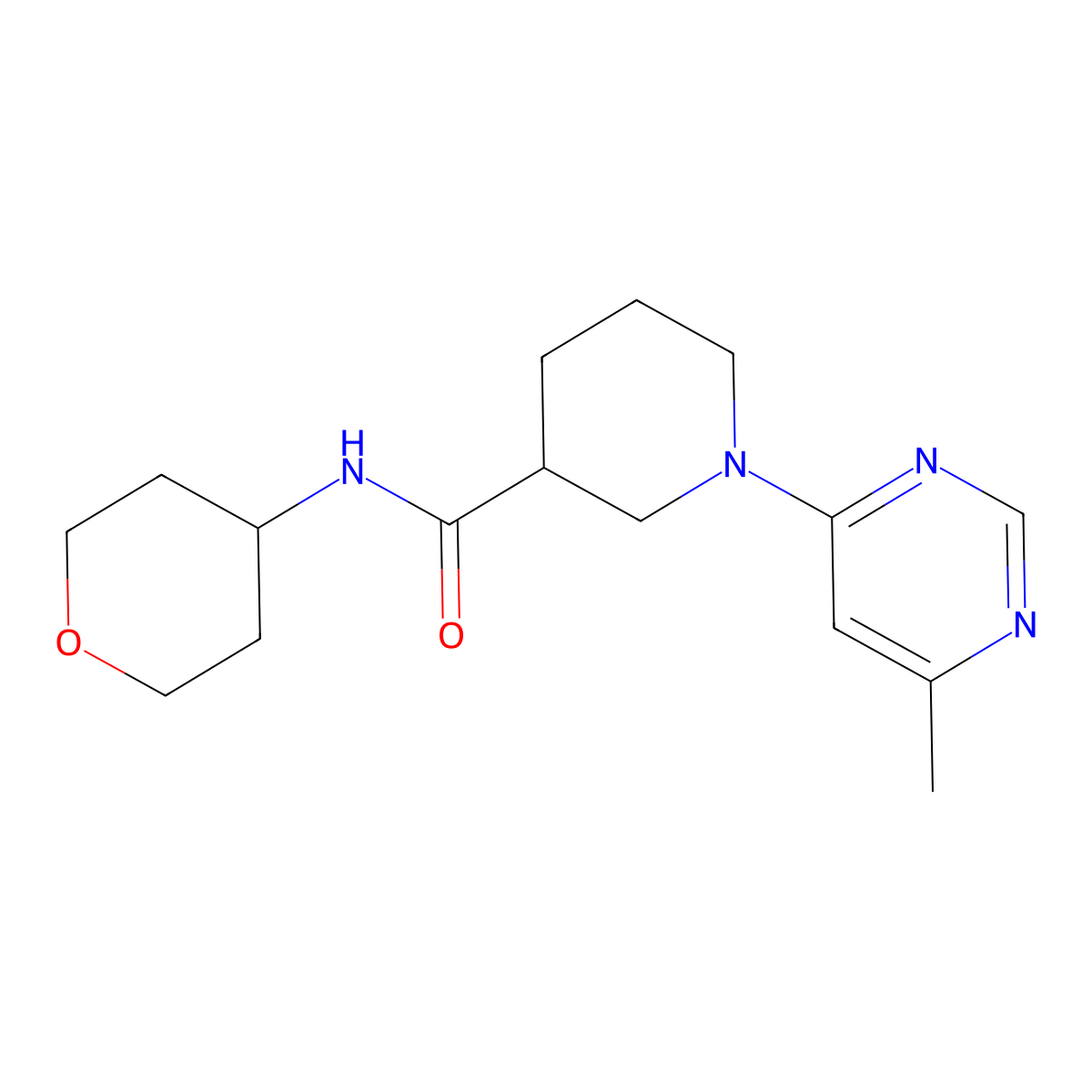 1-(6-methylpyrimidin-4-yl)-N-(oxan-4-yl)piperidine-3-carboxamide molecular structure, CAS 2877710-68-2
