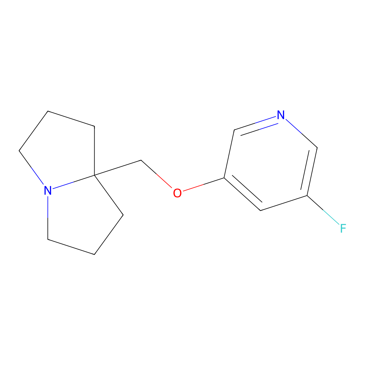 7a-{[(5-fluoropyridin-3-yl)oxy]methyl}-hexahydro-1H-pyrrolizine molecular structure, CAS 2877710-70-6