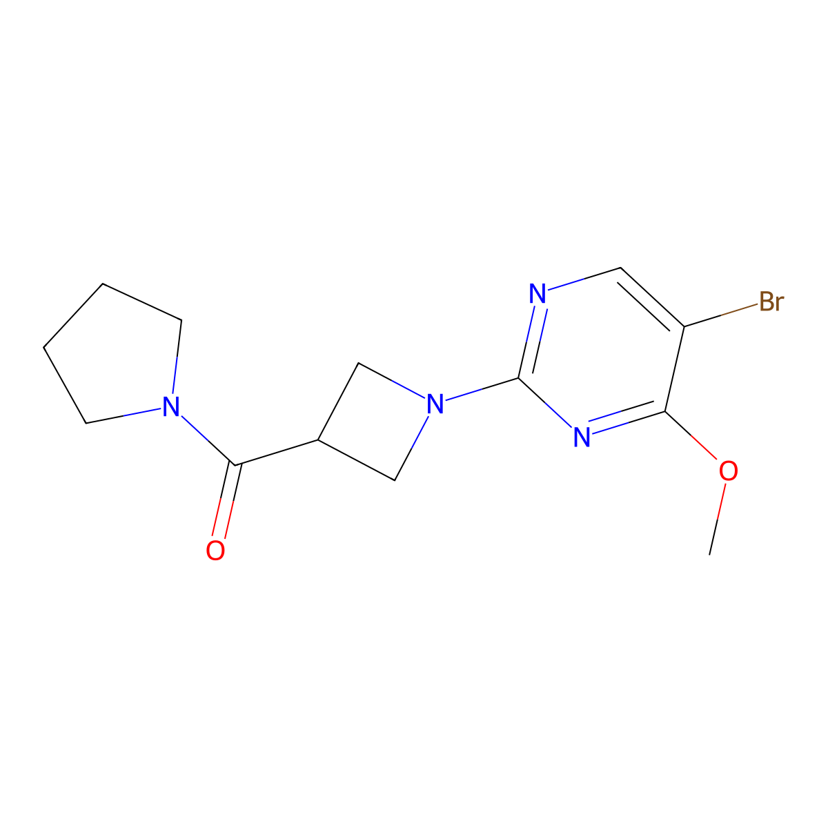 5-Bromo-4-methoxy-2-[3-(pyrrolidine-1-carbonyl)azetidin-1-yl]pyrimidine molecular structure, CAS 2877710-71-7