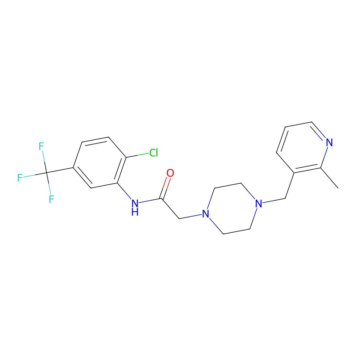 N-[2-chloro-5-(trifluoromethyl)phenyl]-2-{4-[(2-methylpyridin-3-yl)methyl]piperazin-1-yl}acetamide molecular structure, CAS 2877710-73-9