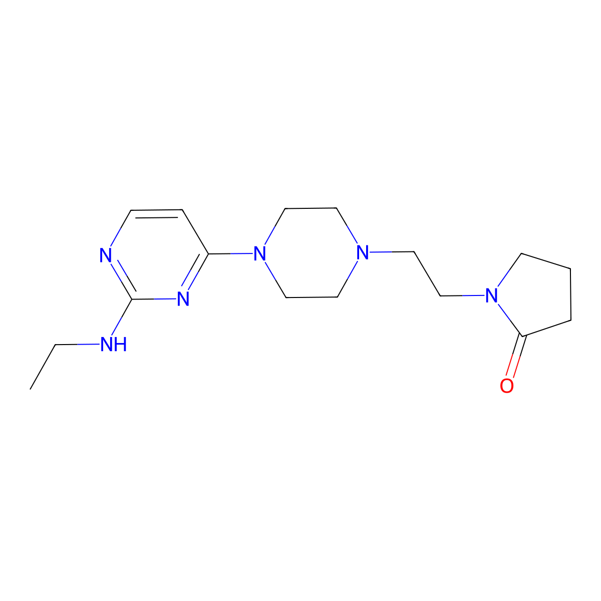 1-(2-{4-[2-(Ethylamino)pyrimidin-4-yl]piperazin-1-yl}ethyl)pyrrolidin-2-one molecular structure, CAS 2877710-79-5