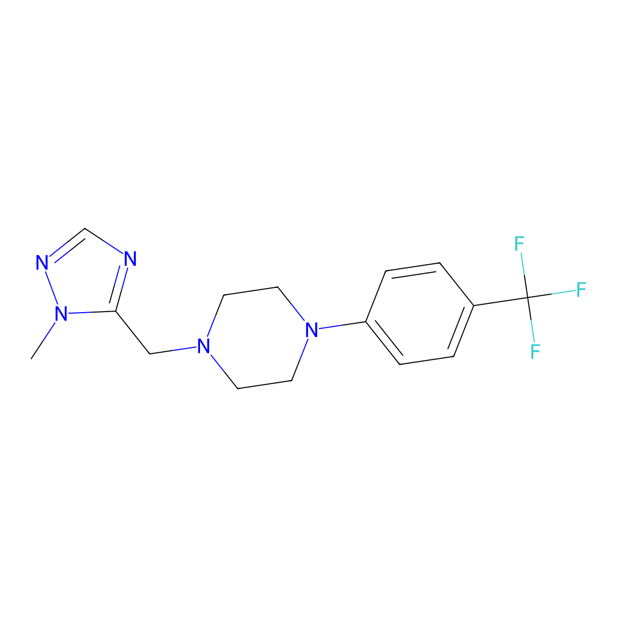 1-[(1-methyl-1H-1,2,4-triazol-5-yl)methyl]-4-[4-(trifluoromethyl)phenyl]piperazine molecular structure, CAS 2877710-83-1