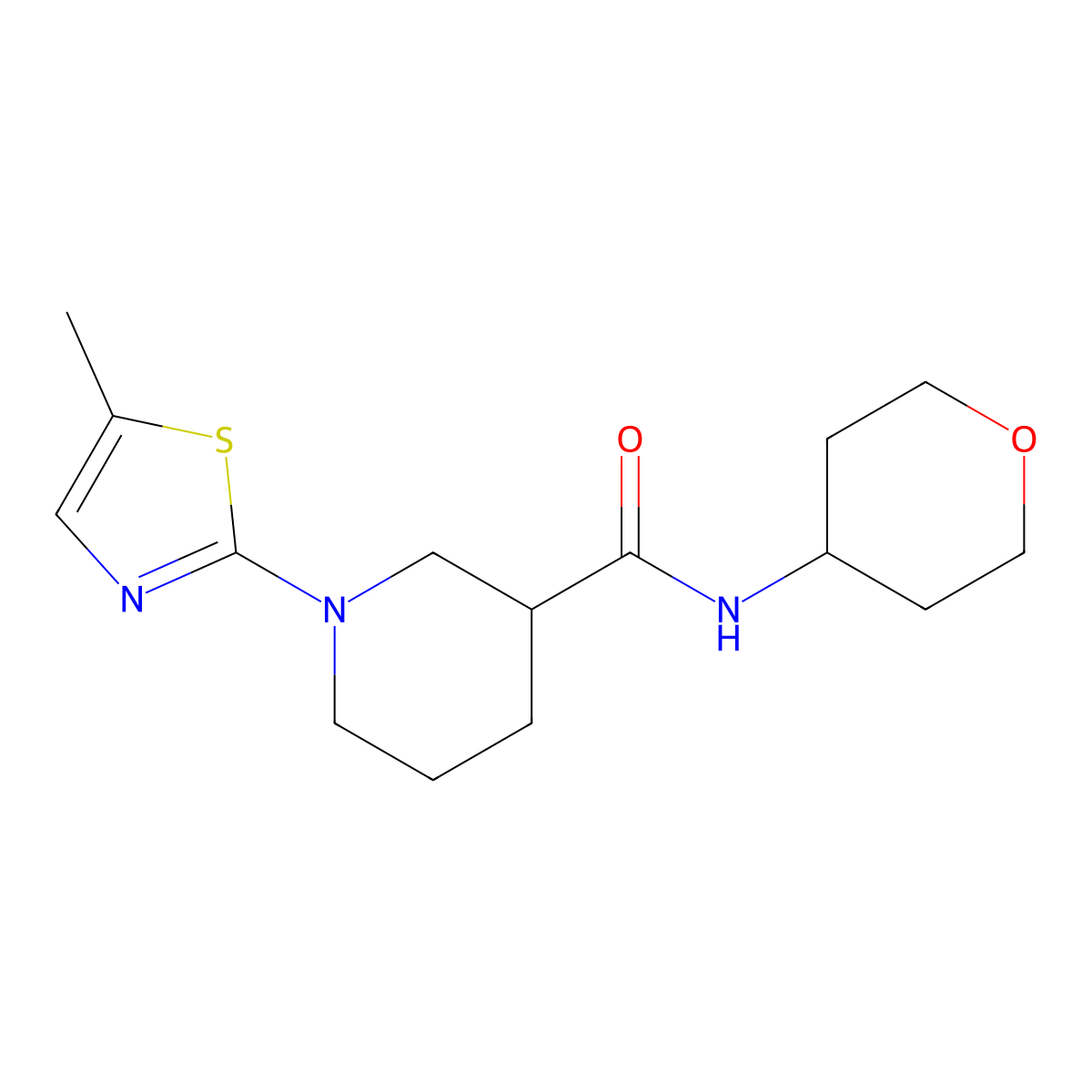 1-(5-methyl-1,3-thiazol-2-yl)-N-(oxan-4-yl)piperidine-3-carboxamide molecular structure, CAS 2877710-86-4