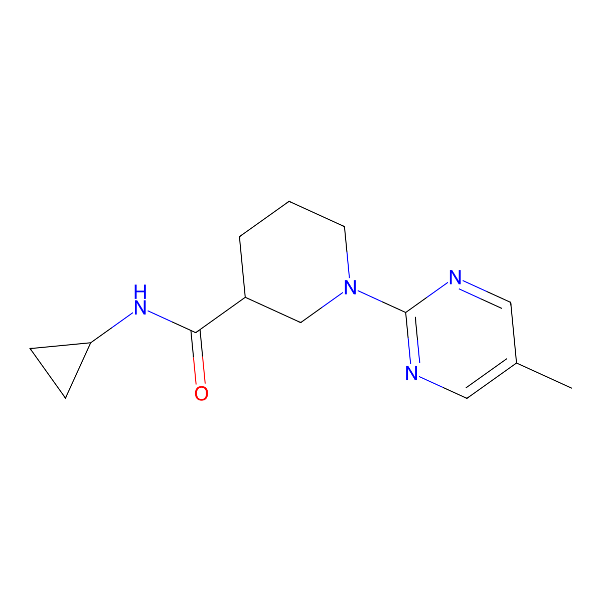 N-cyclopropyl-1-(5-methylpyrimidin-2-yl)piperidine-3-carboxamide molecular structure, CAS 2877710-89-7
