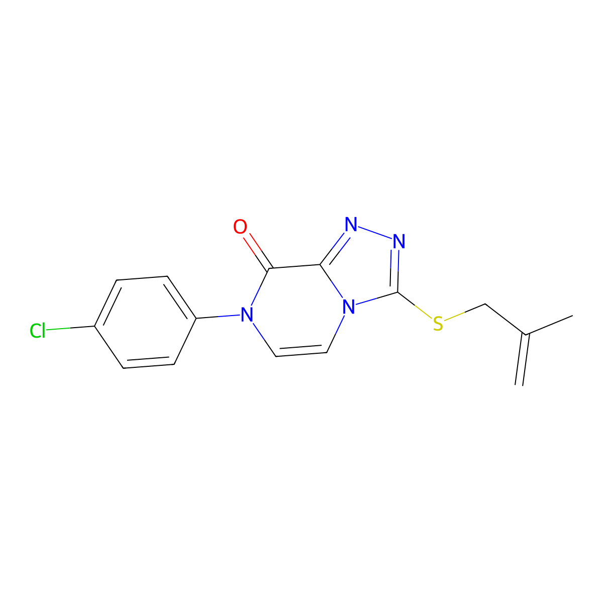 7-(4-chlorophenyl)-3-[(2-methylprop-2-en-1-yl)sulfanyl]-7H,8H-[1,2,4]triazolo[4,3-a]pyrazin-8-one molecular structure, CAS 2877710-91-1