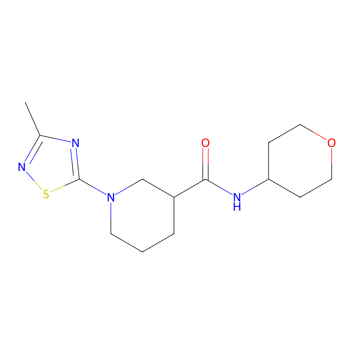 1-(3-methyl-1,2,4-thiadiazol-5-yl)-N-(oxan-4-yl)piperidine-3-carboxamide molecular structure, CAS 2877710-95-5
