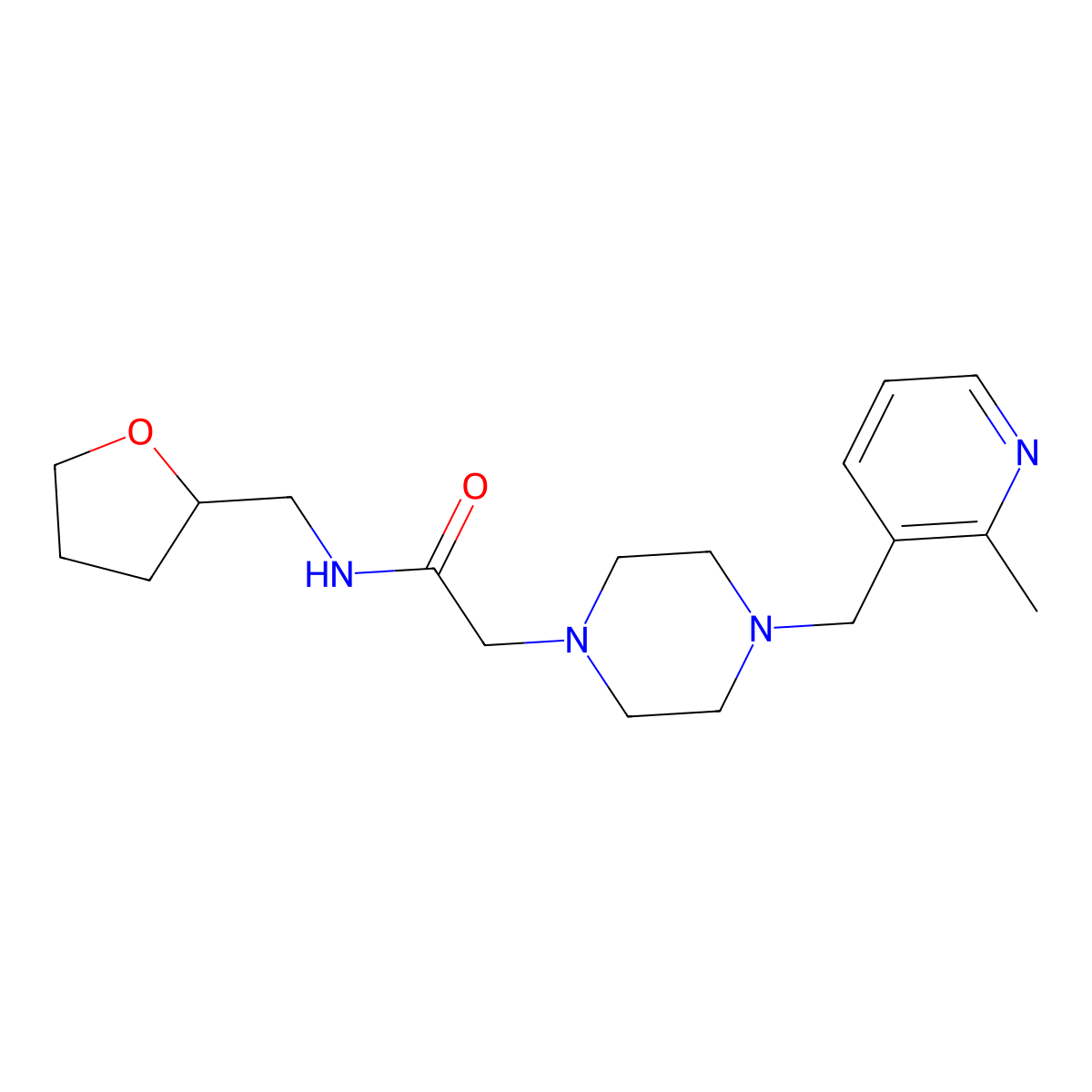 2-{4-[(2-methylpyridin-3-yl)methyl]piperazin-1-yl}-N-[(oxolan-2-yl)methyl]acetamide molecular structure, CAS 2877710-98-8