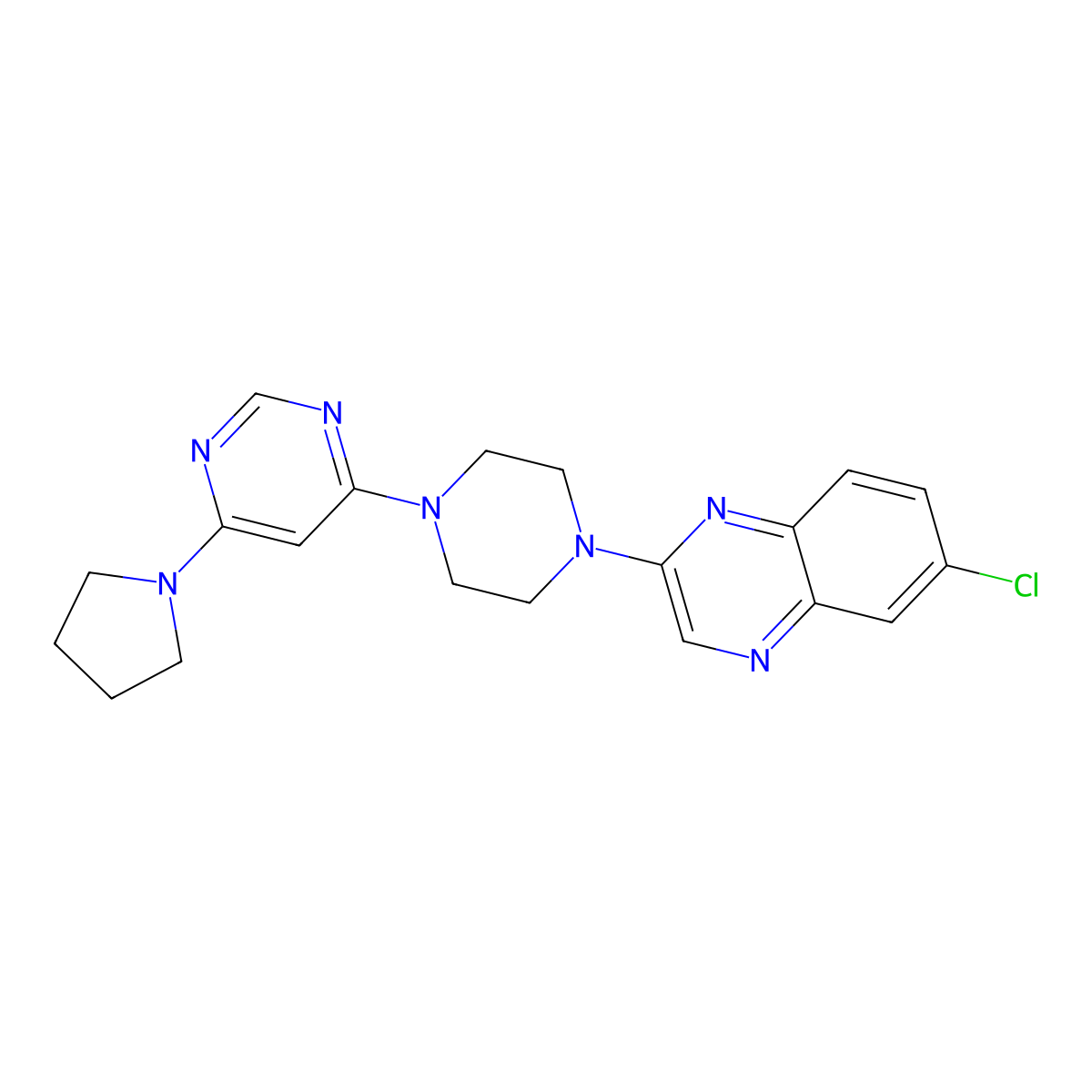 6-Chloro-2-{4-[6-(pyrrolidin-1-yl)pyrimidin-4-yl]piperazin-1-yl}quinoxaline molecular structure, CAS 2877711-02-7