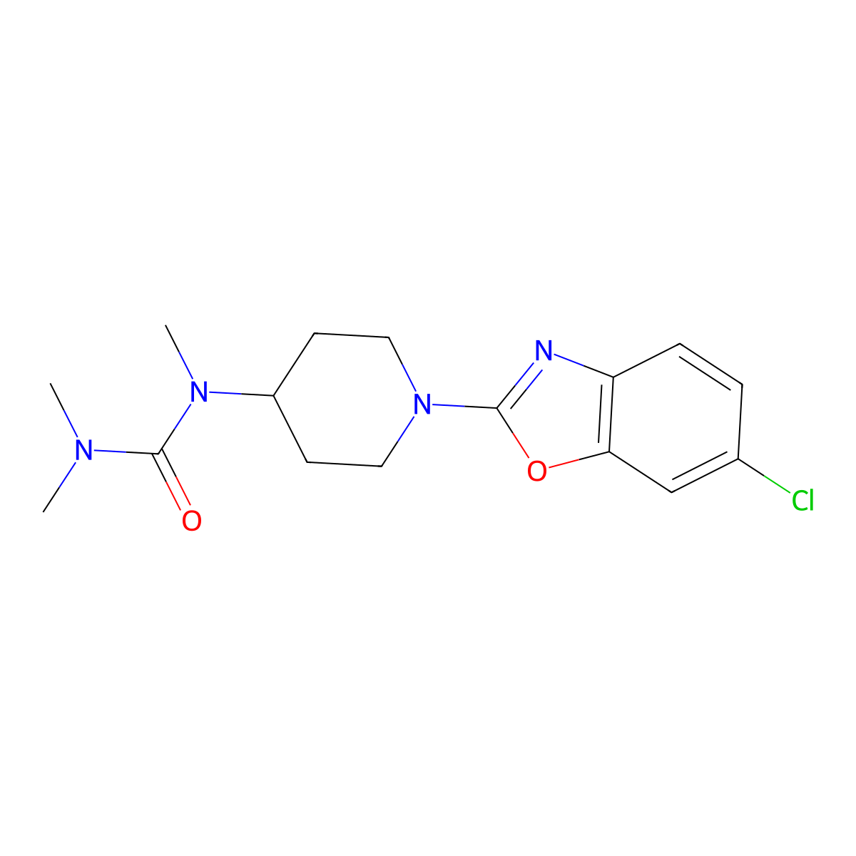 1-[1-(6-Chloro-1,3-benzoxazol-2-yl)piperidin-4-yl]-1,3,3-trimethylurea molecular structure, CAS 2877711-06-1