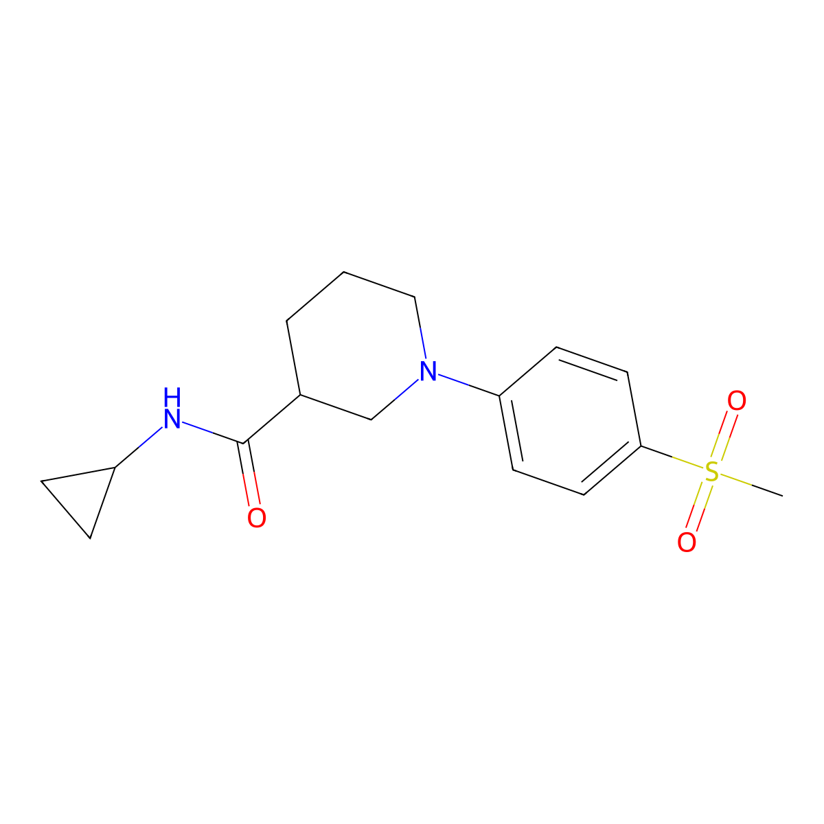 N-cyclopropyl-1-(4-methanesulfonylphenyl)piperidine-3-carboxamide molecular structure, CAS 2877711-07-2