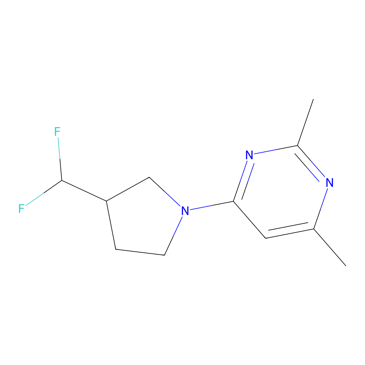 4-[3-(Difluoromethyl)pyrrolidin-1-yl]-2,6-dimethylpyrimidine molecular structure, CAS 2877711-11-8