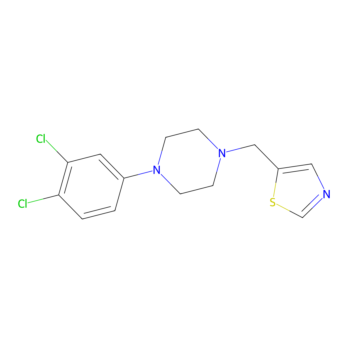 1-(3,4-Dichlorophenyl)-4-[(1,3-thiazol-5-yl)methyl]piperazine molecular structure, CAS 2877711-13-0