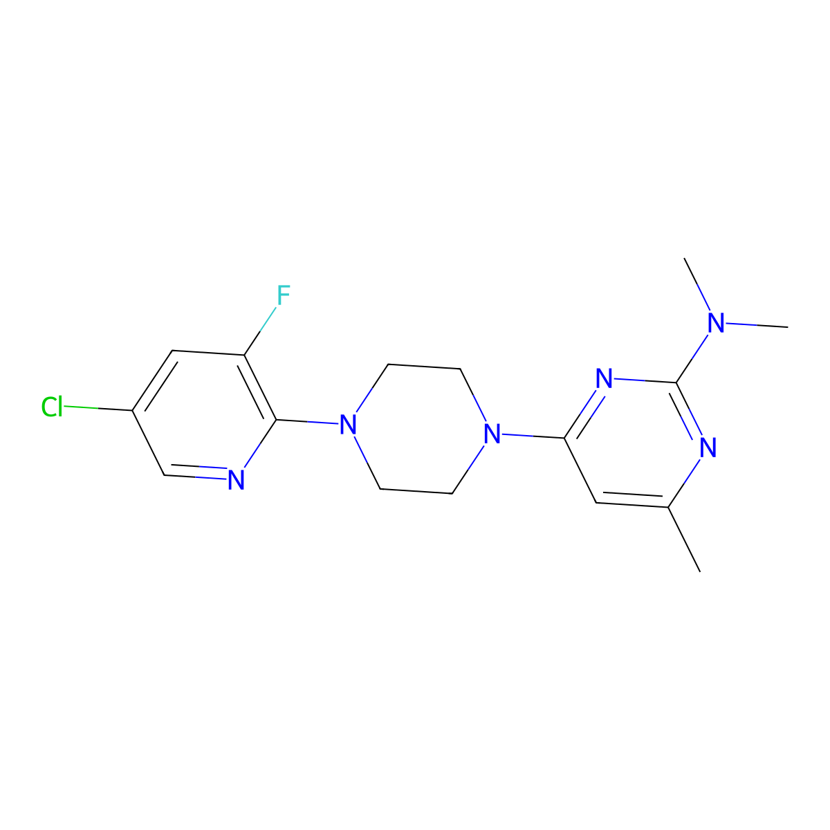 4-[4-(5-chloro-3-fluoropyridin-2-yl)piperazin-1-yl]-N,N,6-trimethylpyrimidin-2-amine molecular structure, CAS 2877711-18-5