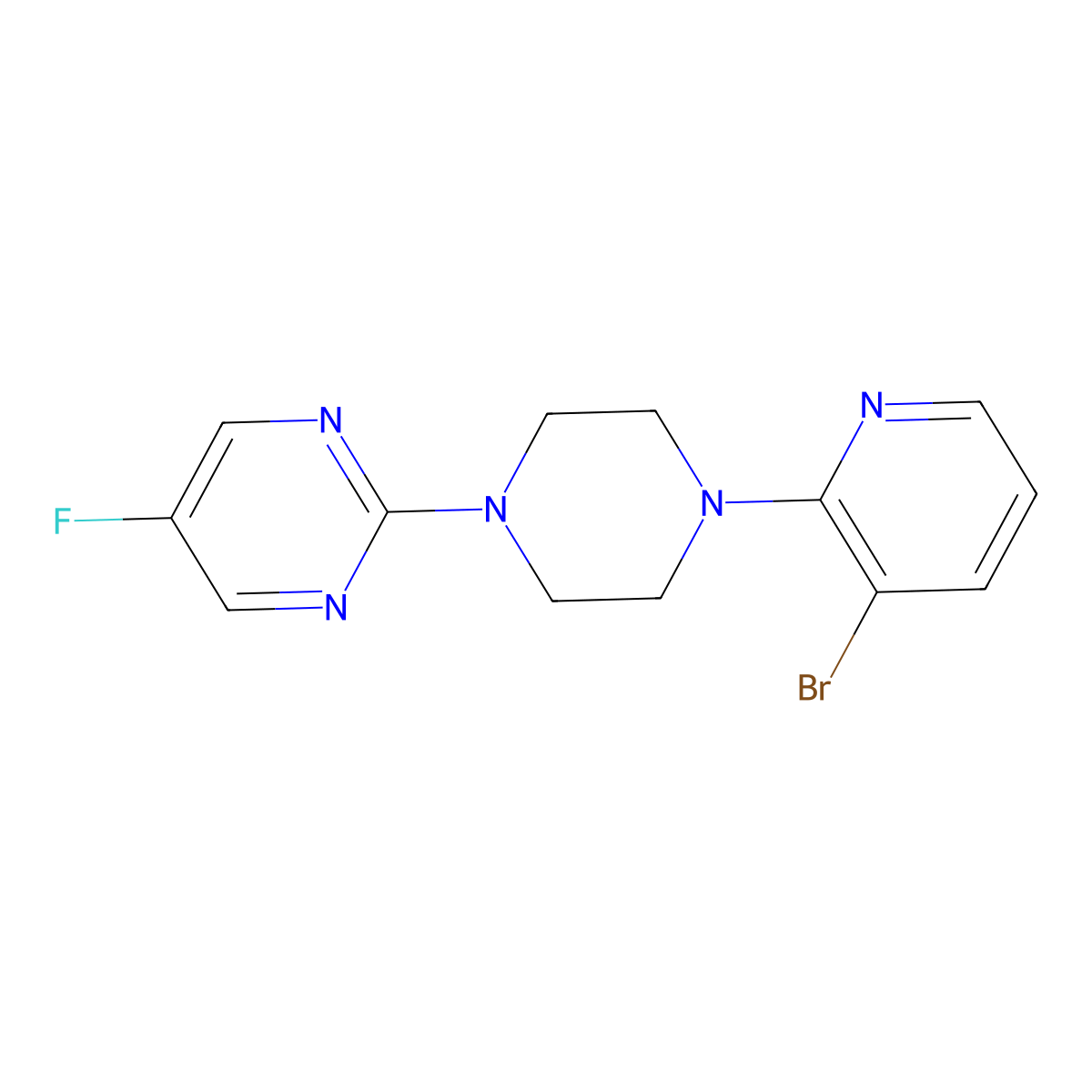 2-[4-(3-Bromopyridin-2-yl)piperazin-1-yl]-5-fluoropyrimidine molecular structure, CAS 2877711-22-1