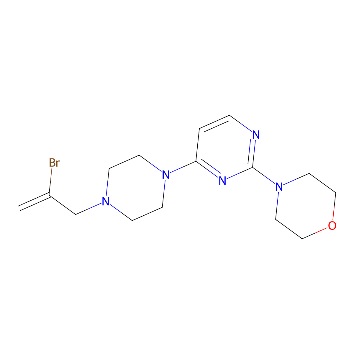 4-{4-[4-(2-Bromoprop-2-en-1-yl)piperazin-1-yl]pyrimidin-2-yl}morpholine molecular structure, CAS 2877711-24-3