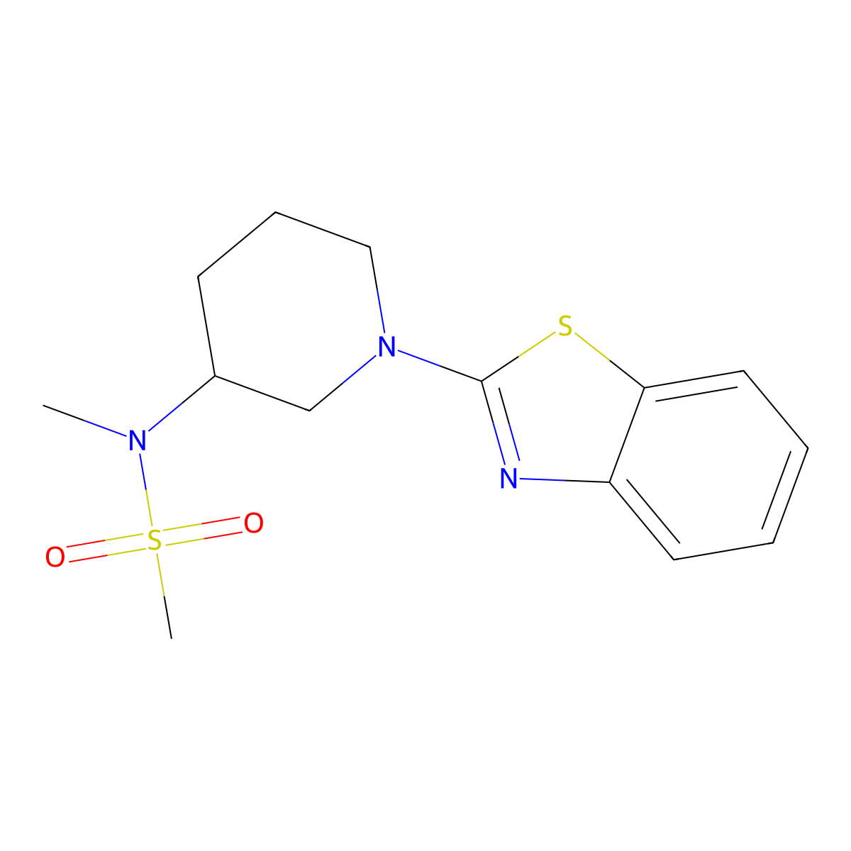 N-[1-(1,3-benzothiazol-2-yl)piperidin-3-yl]-N-methylmethanesulfonamide molecular structure, CAS 2877711-25-4