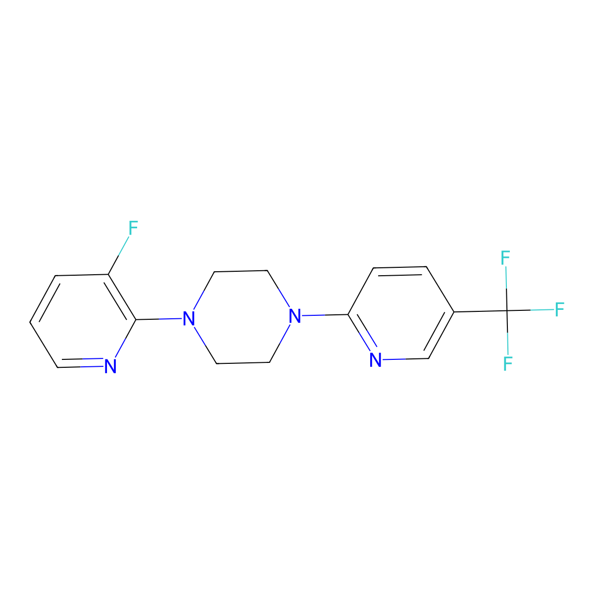 1-(3-Fluoropyridin-2-yl)-4-[5-(trifluoromethyl)pyridin-2-yl]piperazine molecular structure, CAS 2877711-27-6