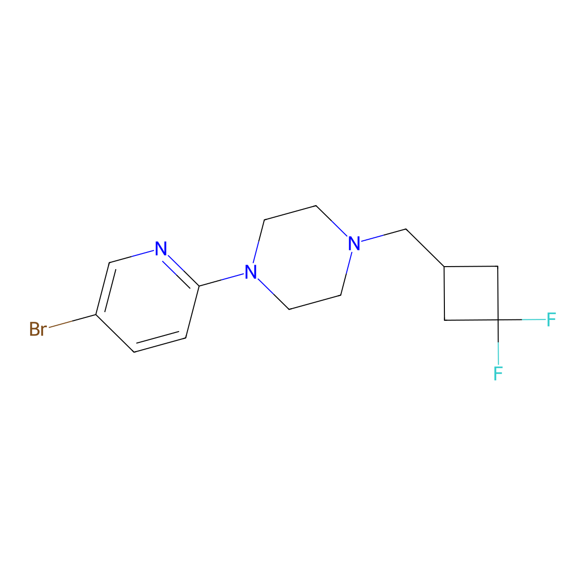 1-(5-Bromopyridin-2-yl)-4-[(3,3-difluorocyclobutyl)methyl]piperazine molecular structure, CAS 2877711-37-8