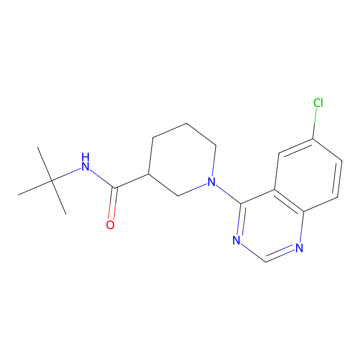 N-tert-butyl-1-(6-chloroquinazolin-4-yl)piperidine-3-carboxamide molecular structure, CAS 2877711-40-3
