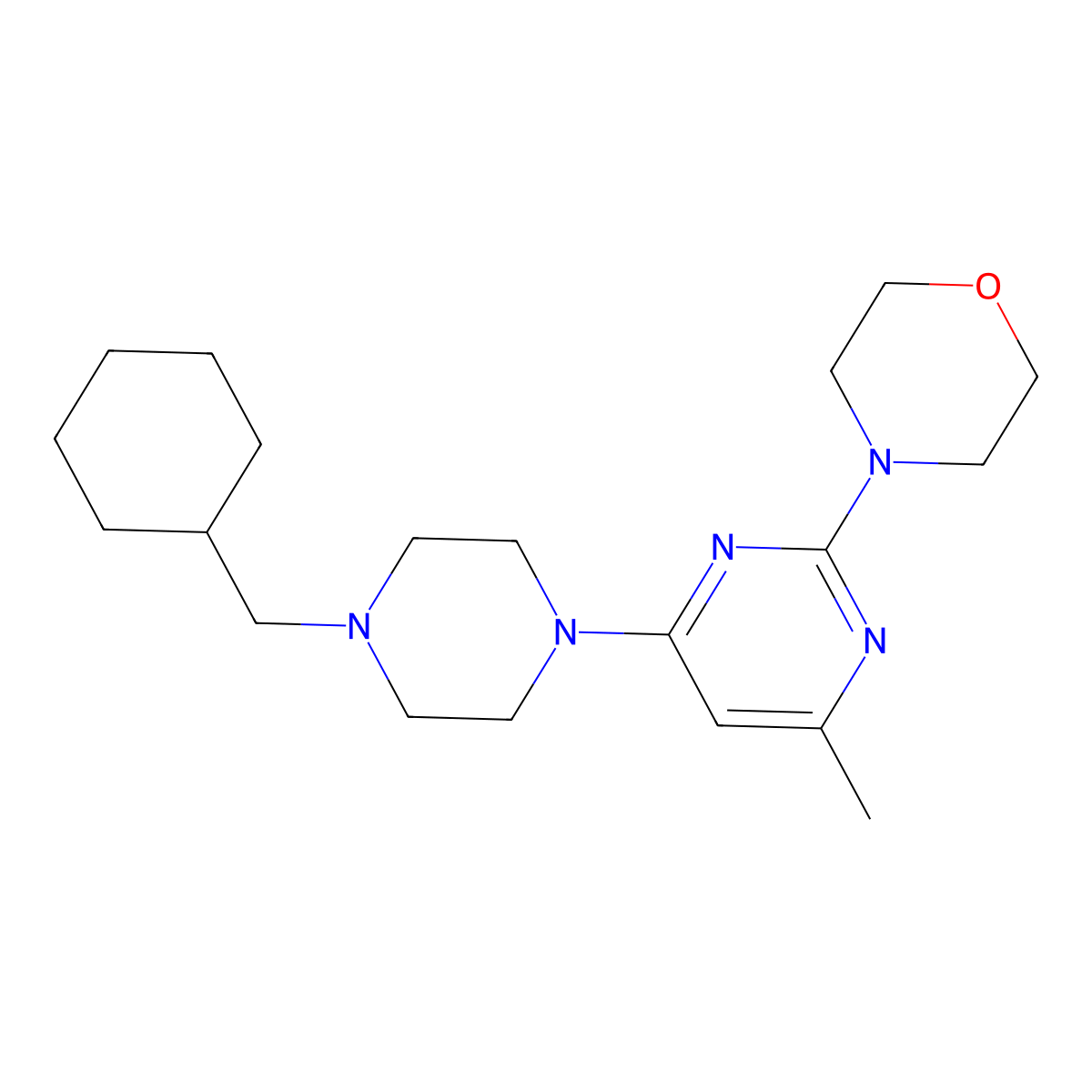 4-{4-[4-(Cyclohexylmethyl)piperazin-1-yl]-6-methylpyrimidin-2-yl}morpholine molecular structure, CAS 2877711-59-4