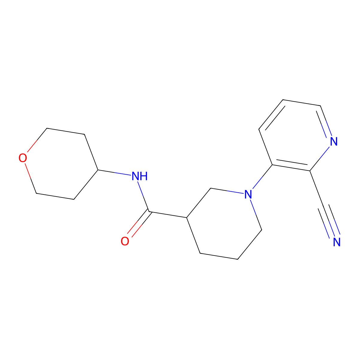 1-(2-cyanopyridin-3-yl)-N-(oxan-4-yl)piperidine-3-carboxamide molecular structure, CAS 2877711-61-8