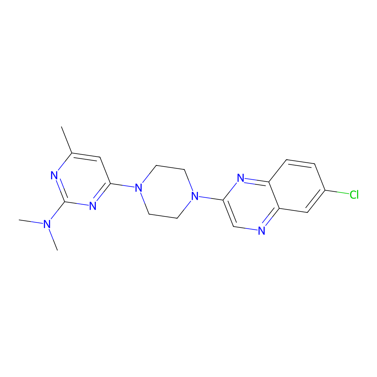 4-[4-(6-chloroquinoxalin-2-yl)piperazin-1-yl]-N,N,6-trimethylpyrimidin-2-amine molecular structure, CAS 2877711-65-2