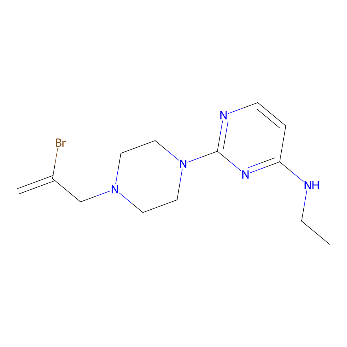 2-[4-(2-bromoprop-2-en-1-yl)piperazin-1-yl]-N-ethylpyrimidin-4-amine molecular structure, CAS 2877711-76-5