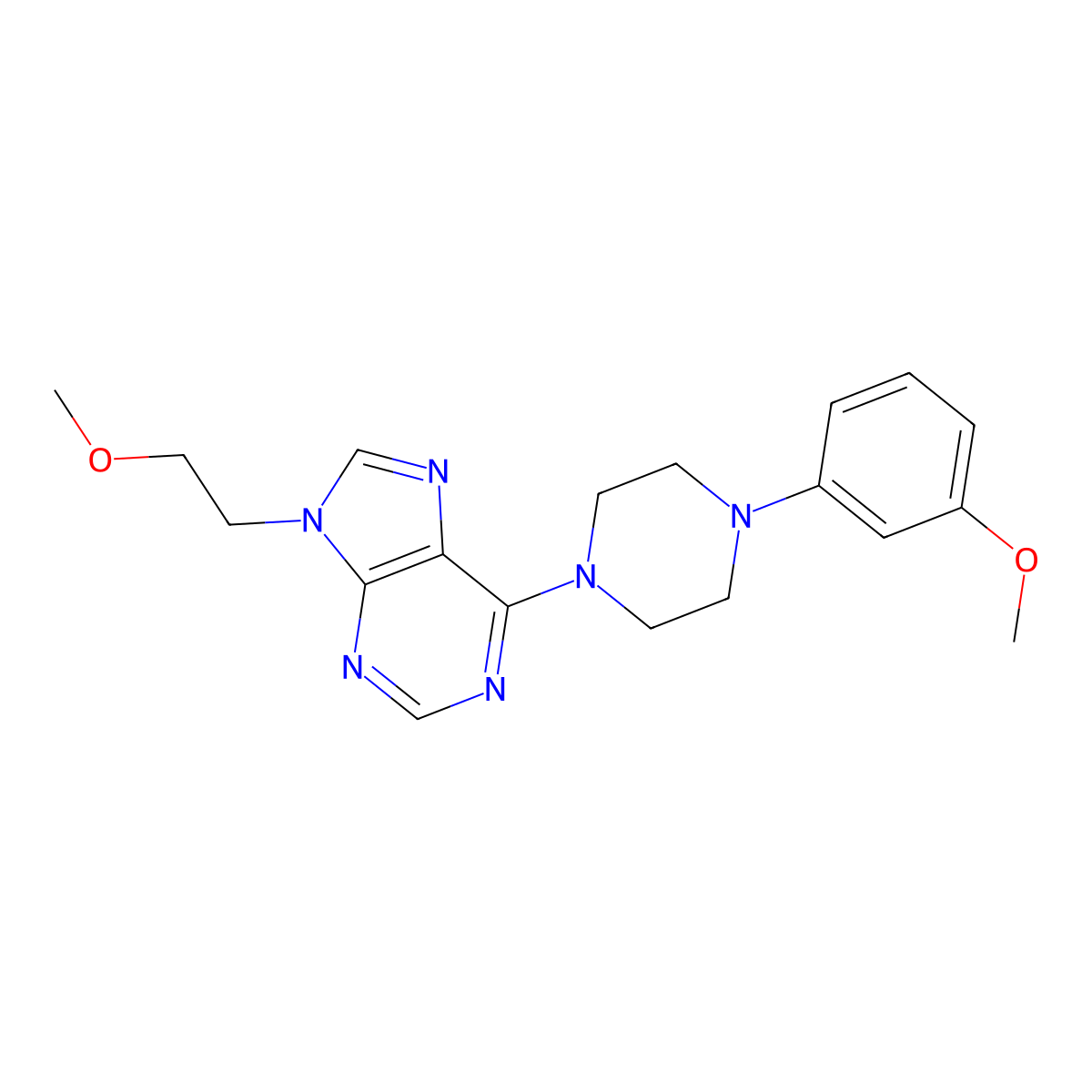 9-(2-methoxyethyl)-6-[4-(3-methoxyphenyl)piperazin-1-yl]-9H-purine molecular structure, CAS 2877711-85-6