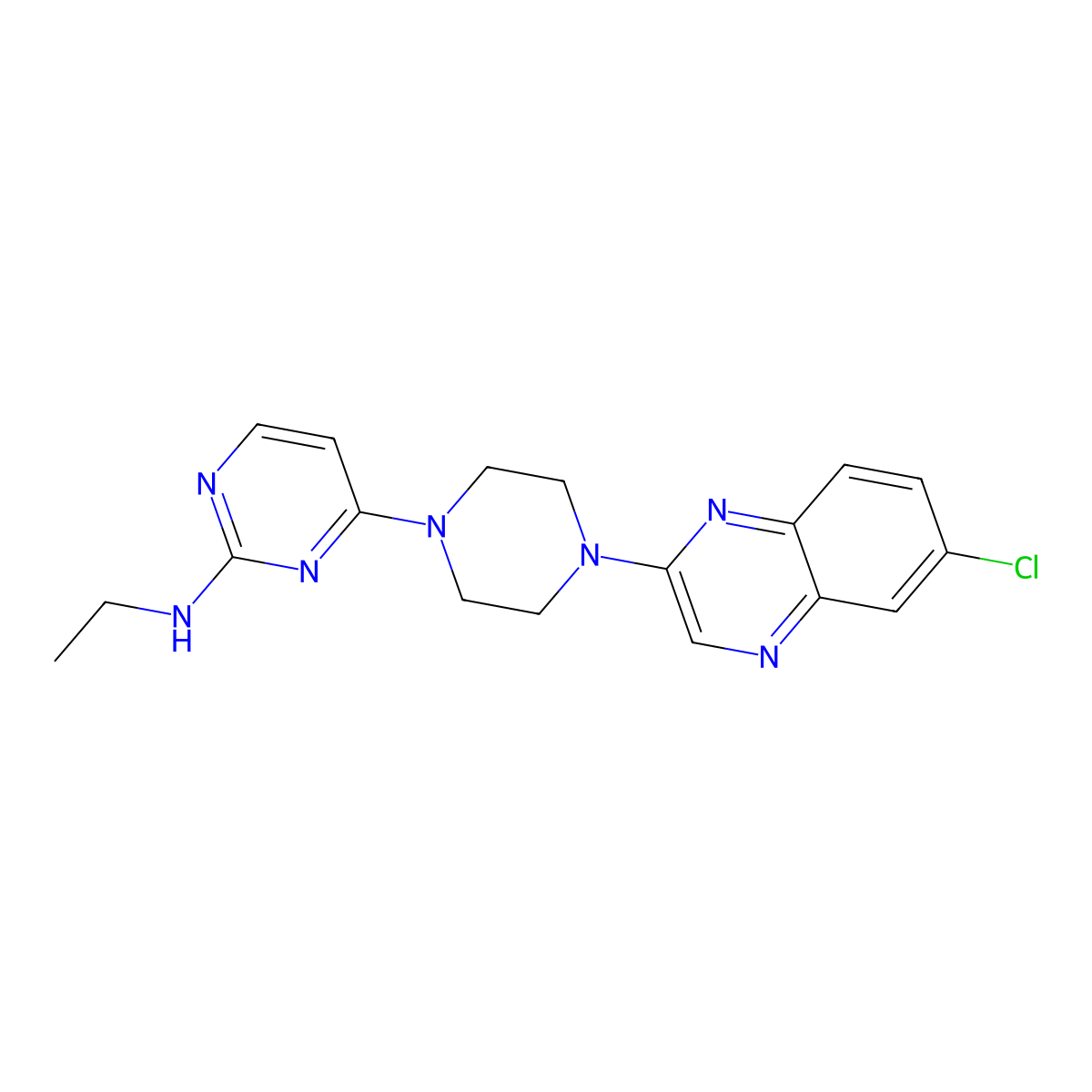 4-[4-(6-chloroquinoxalin-2-yl)piperazin-1-yl]-N-ethylpyrimidin-2-amine molecular structure, CAS 2877711-88-9