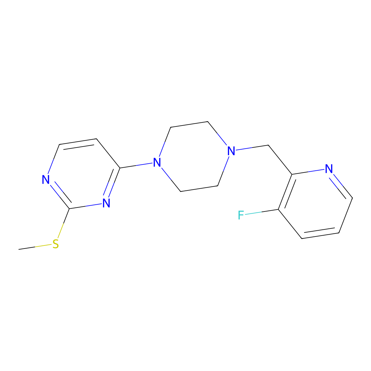 4-{4-[(3-Fluoropyridin-2-yl)methyl]piperazin-1-yl}-2-(methylsulfanyl)pyrimidine molecular structure, CAS 2877711-91-4
