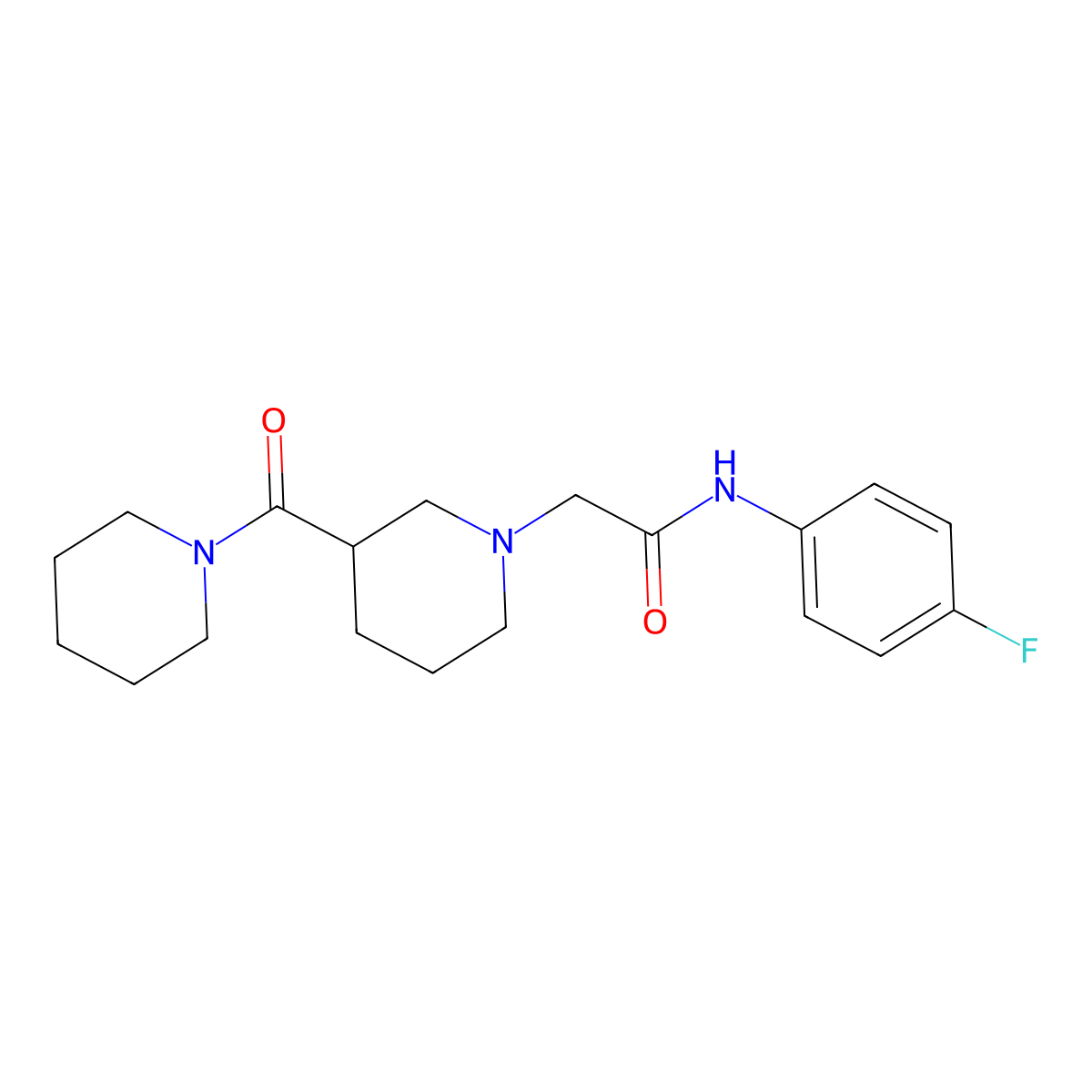 N-(4-fluorophenyl)-2-[3-(piperidine-1-carbonyl)piperidin-1-yl]acetamide molecular structure, CAS 2877717-74-1