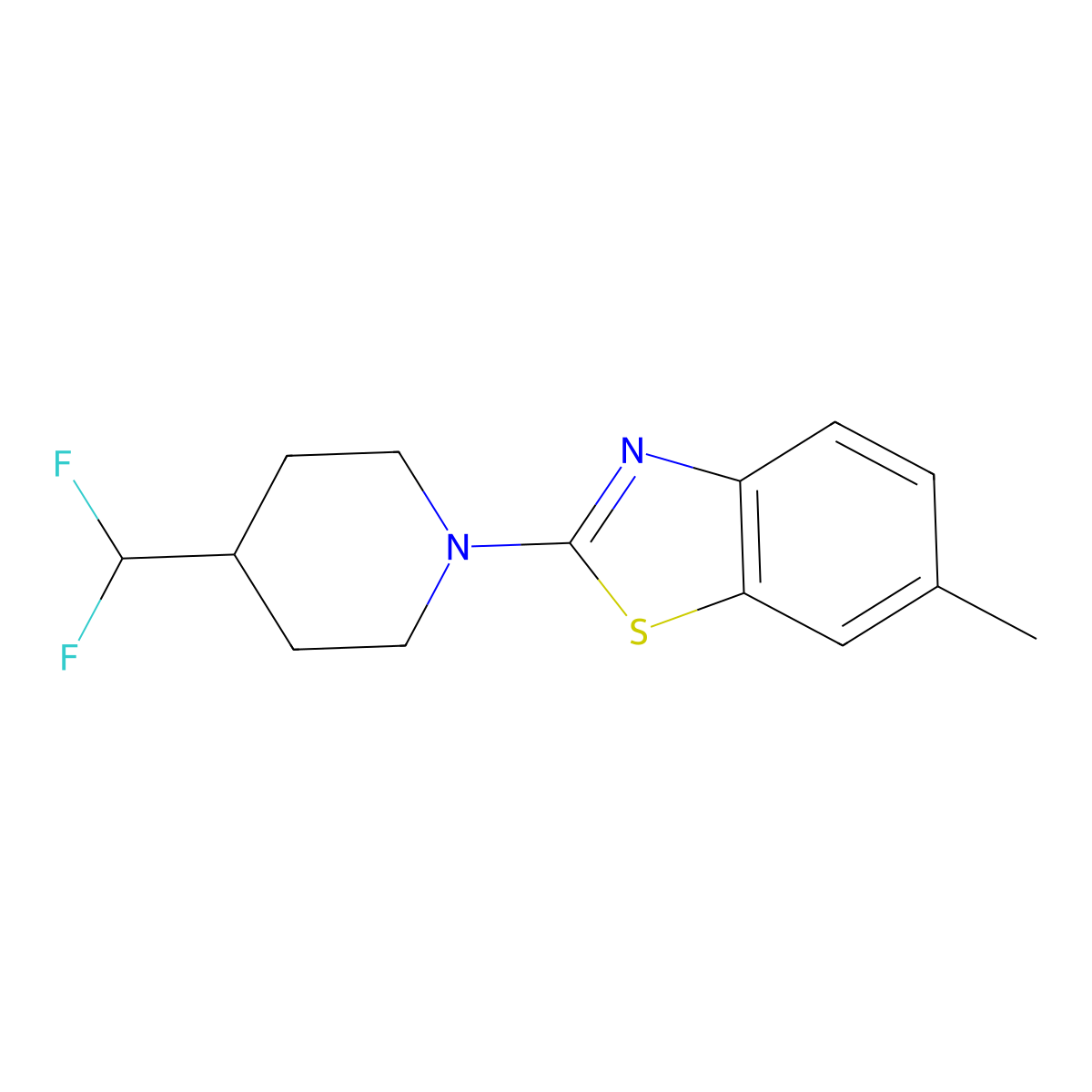 2-[4-(Difluoromethyl)piperidin-1-yl]-6-methyl-1,3-benzothiazole molecular structure, CAS 2877717-84-3