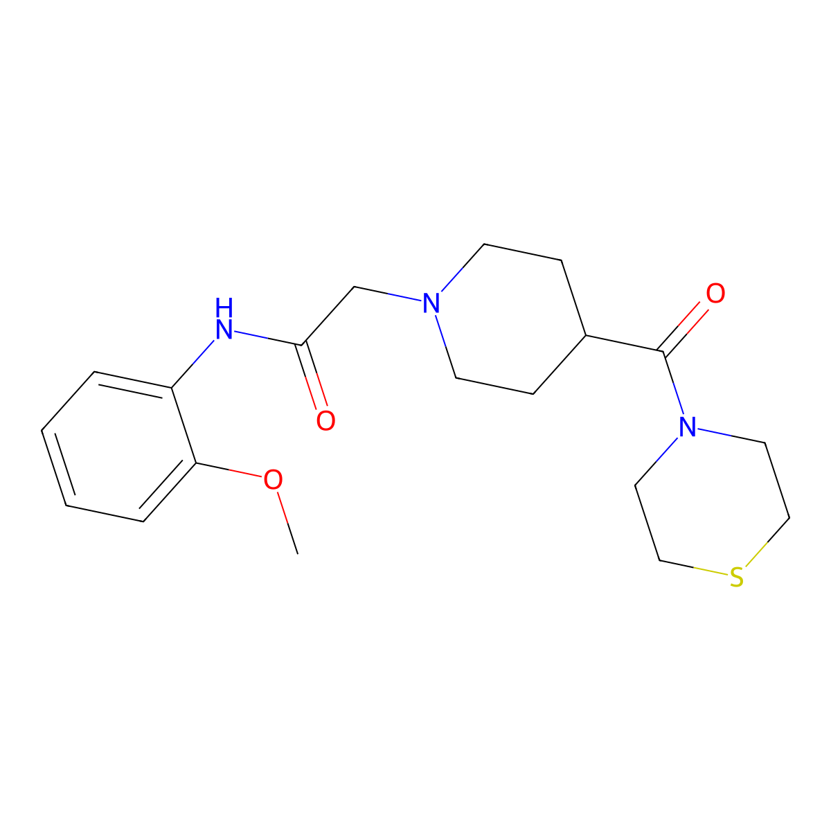 N-(2-methoxyphenyl)-2-[4-(thiomorpholine-4-carbonyl)piperidin-1-yl]acetamide molecular structure, CAS 2877717-85-4