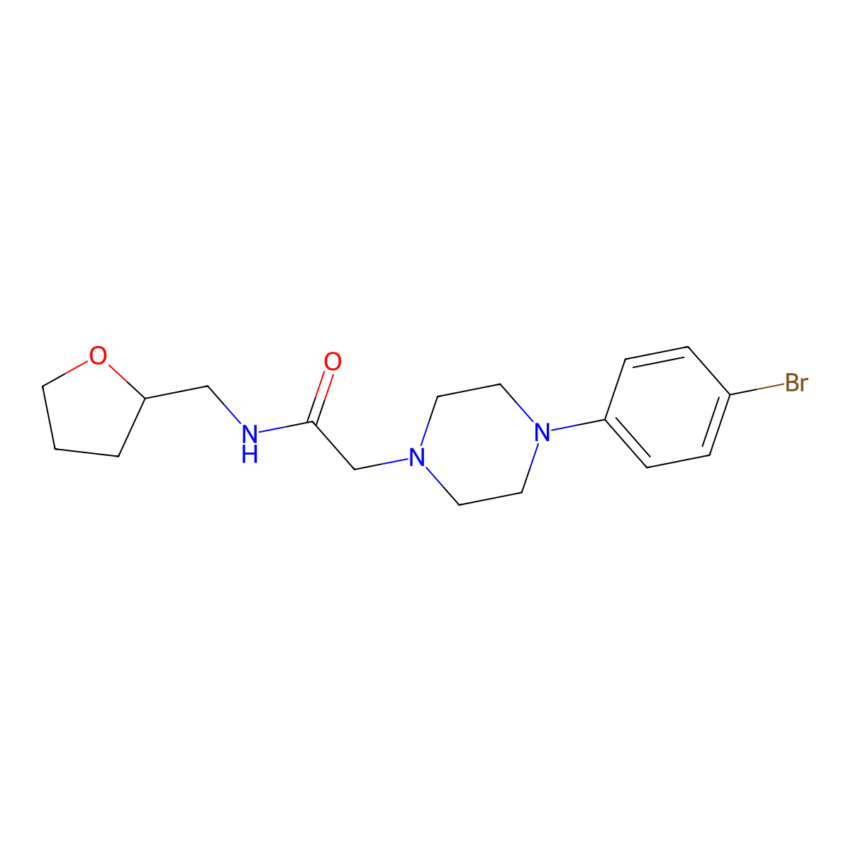 2-[4-(4-bromophenyl)piperazin-1-yl]-N-[(oxolan-2-yl)methyl]acetamide molecular structure, CAS 2877717-87-6