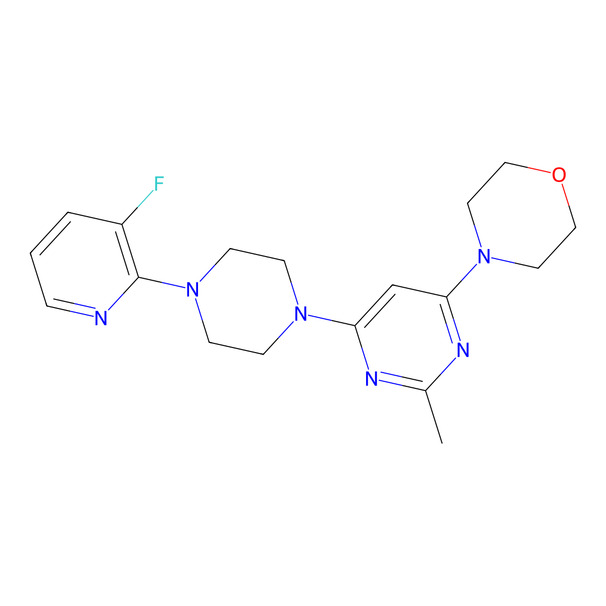 4-{6-[4-(3-Fluoropyridin-2-yl)piperazin-1-yl]-2-methylpyrimidin-4-yl}morpholine molecular structure, CAS 2877717-88-7
