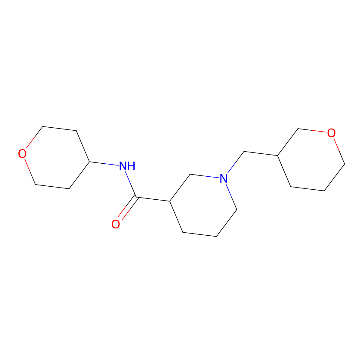1-[(oxan-3-yl)methyl]-N-(oxan-4-yl)piperidine-3-carboxamide molecular structure, CAS 2877717-89-8